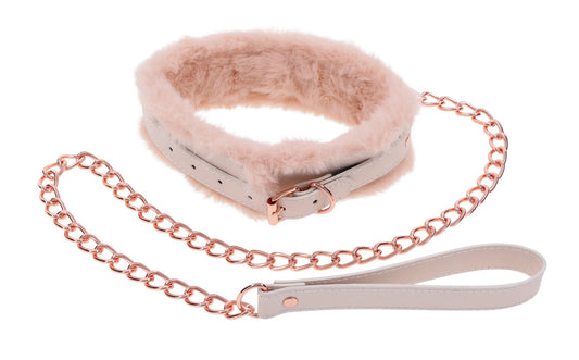 Peaches N Creame Fur Collar and Leash - Pink SS09962