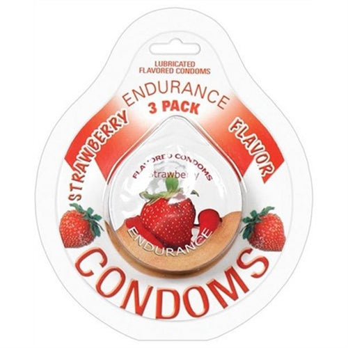 "Endurance Condoms - Strawberry - 3 Pack HTP2087"