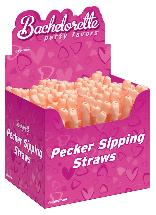 Bachelorette Party Favors - Pecker Sipping Straws  - 144 Piece Display - Light PD6205-99D