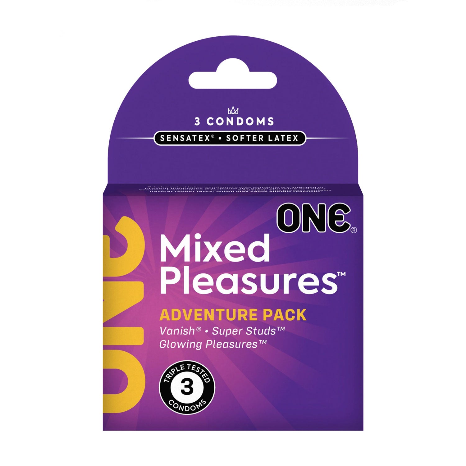 One Mixed Pleasures 3 Count Condoms PM110106C