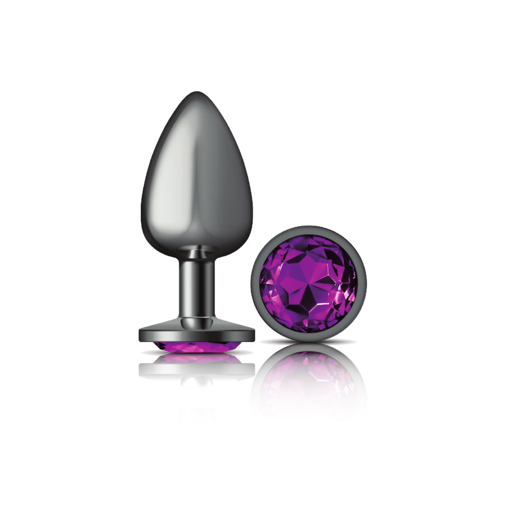 Cheeky Charms-Gunmetal Metal Butt Plug- Round-Deep Purple-Large VB-CC9125