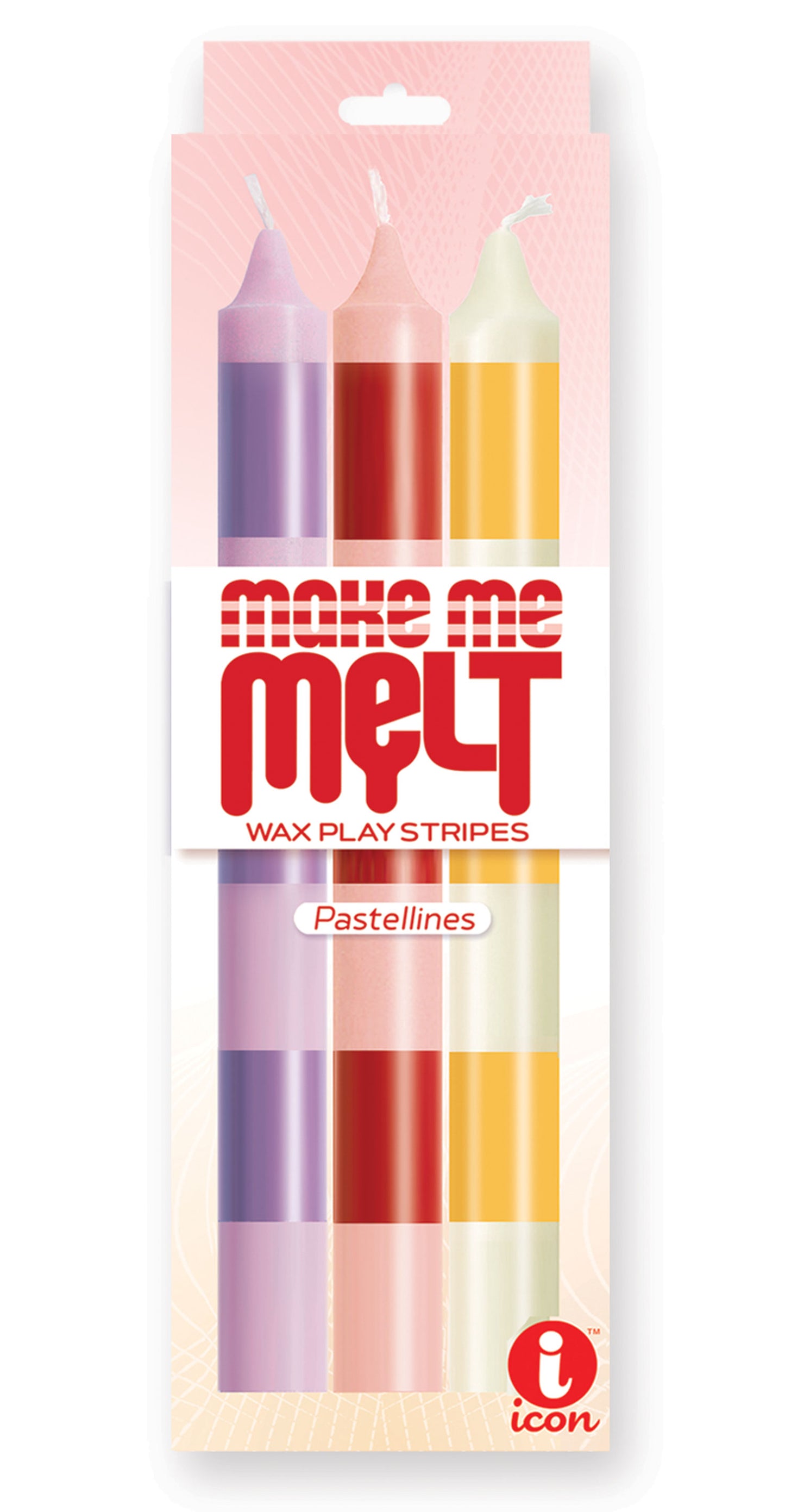 The 9's Make Me Melt Sensual Warm Drip Candles 3pk Stripes Pastellines IC2328