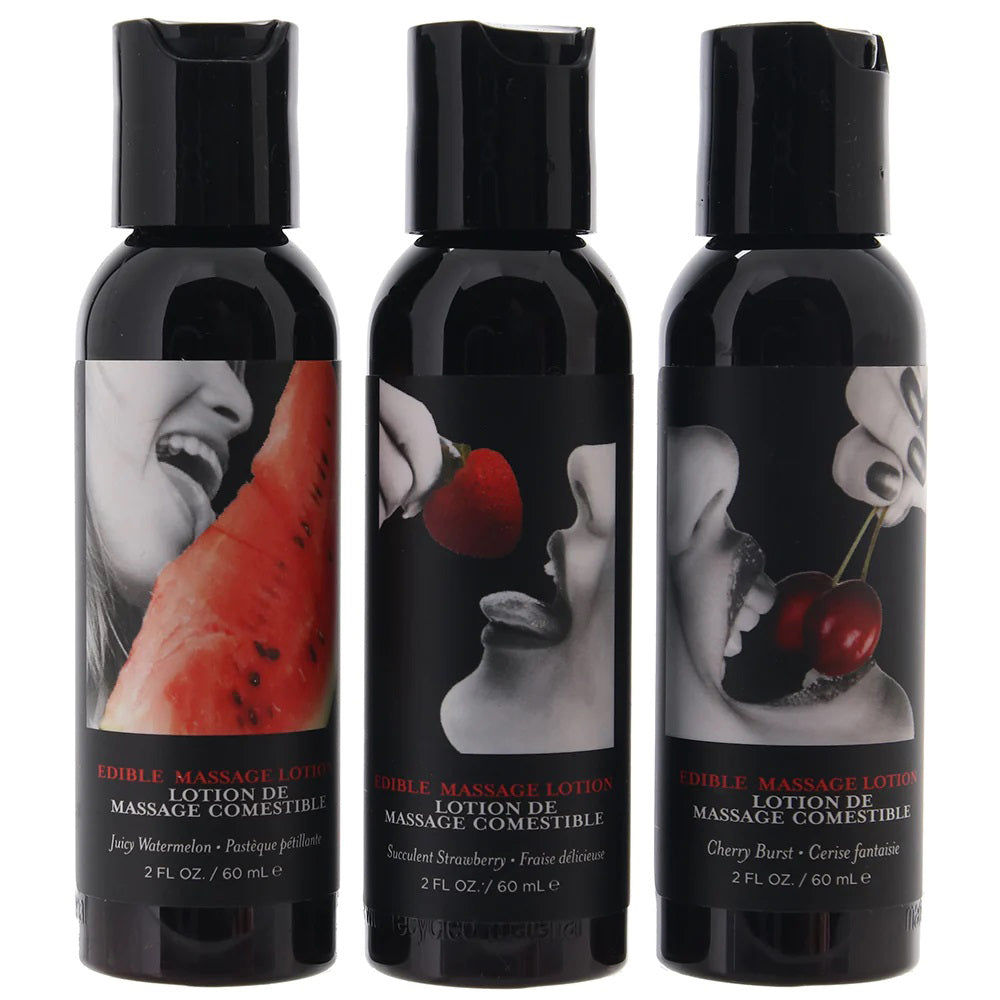 Massage a Trios Edible Massage Lotion Gift Set Box - Strawberry, Cherry, and Watermelon 2 Oz EB-MLEMT003