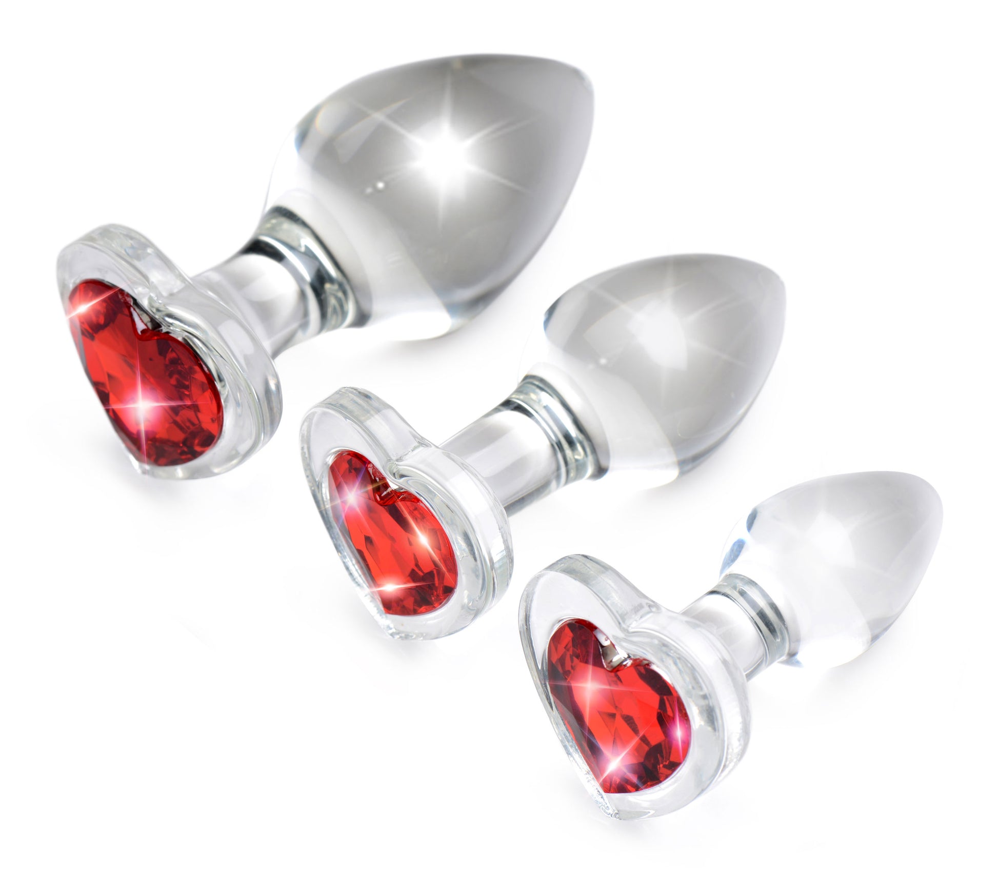 "Red Heart Gem Glass Anal Plug Set BTYS-AG433"