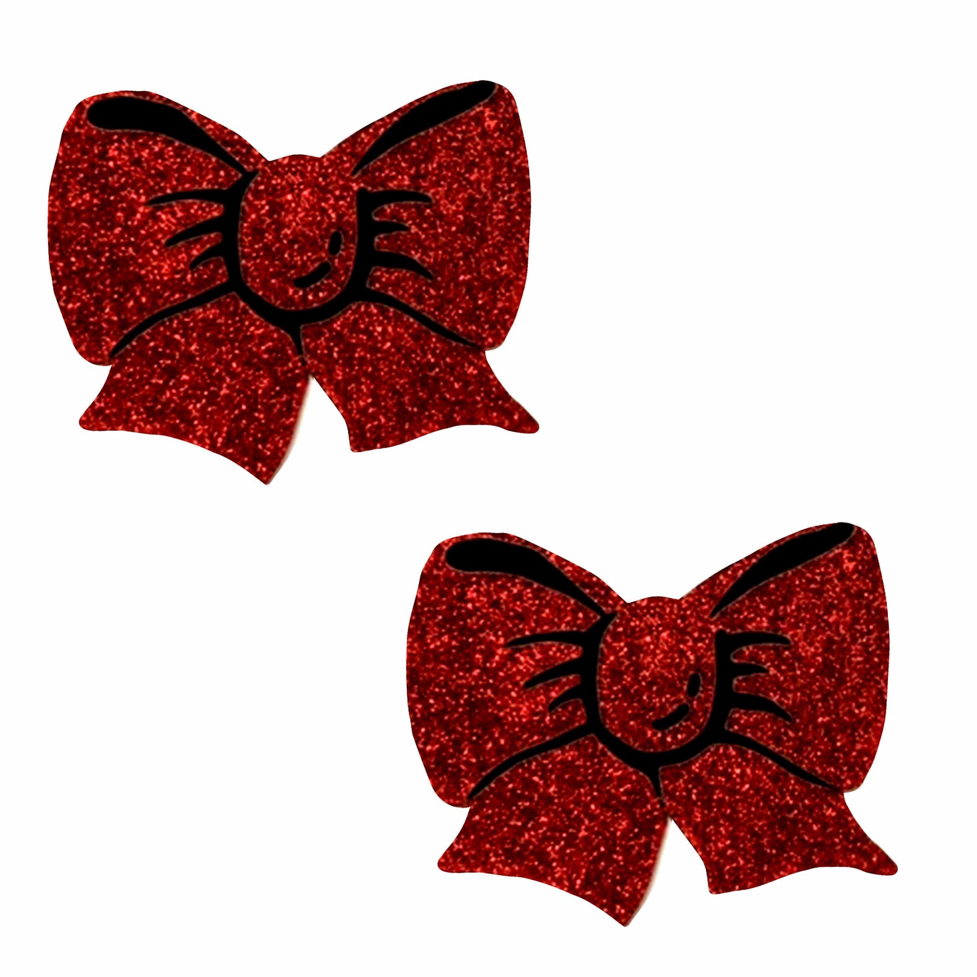 Ravish Me Red Glitter Bow Nipple Cover Pasties NN-RMR-BOW-NS