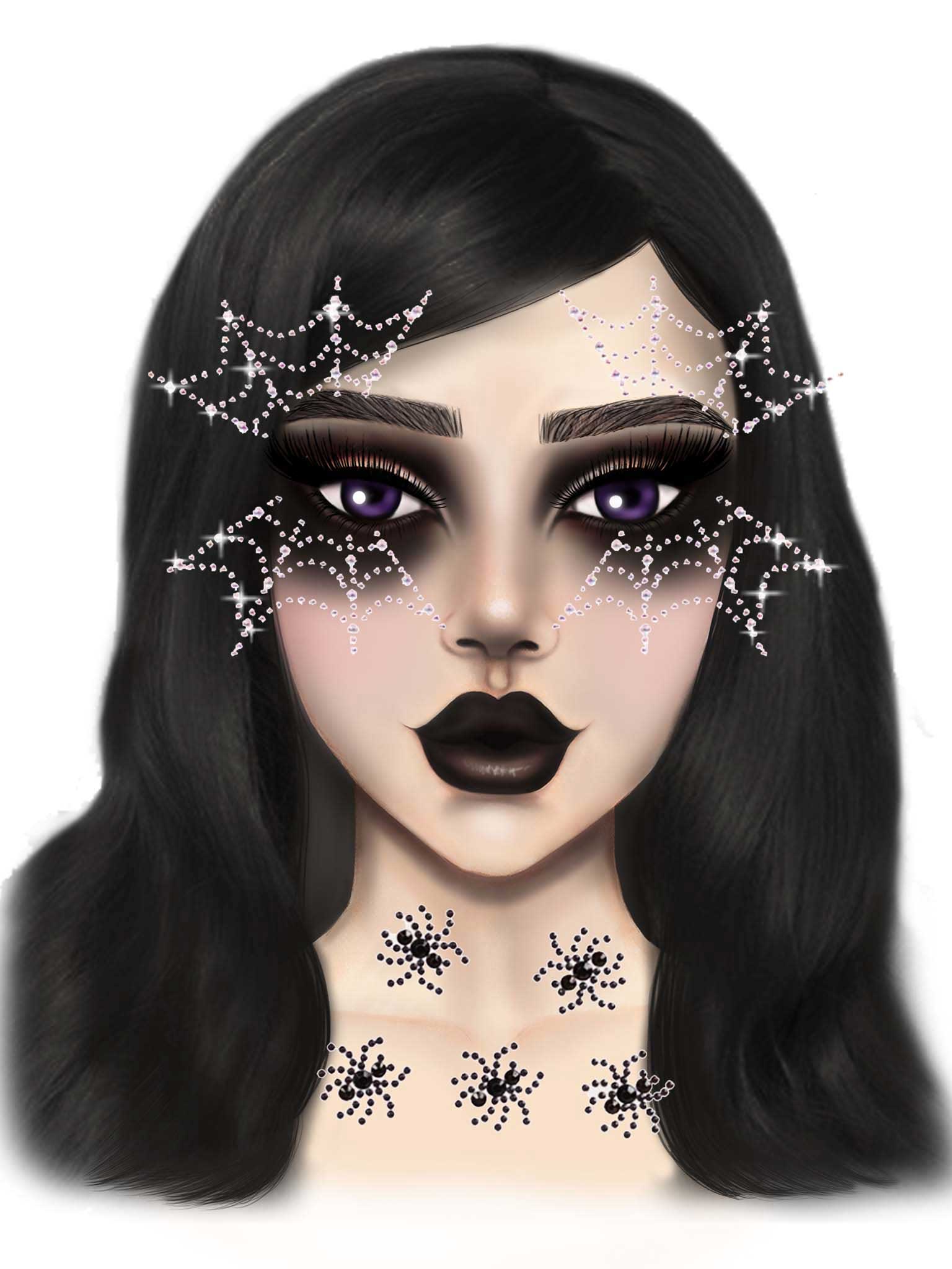 Spider Web Face Jewels Sticker LA-EYE047